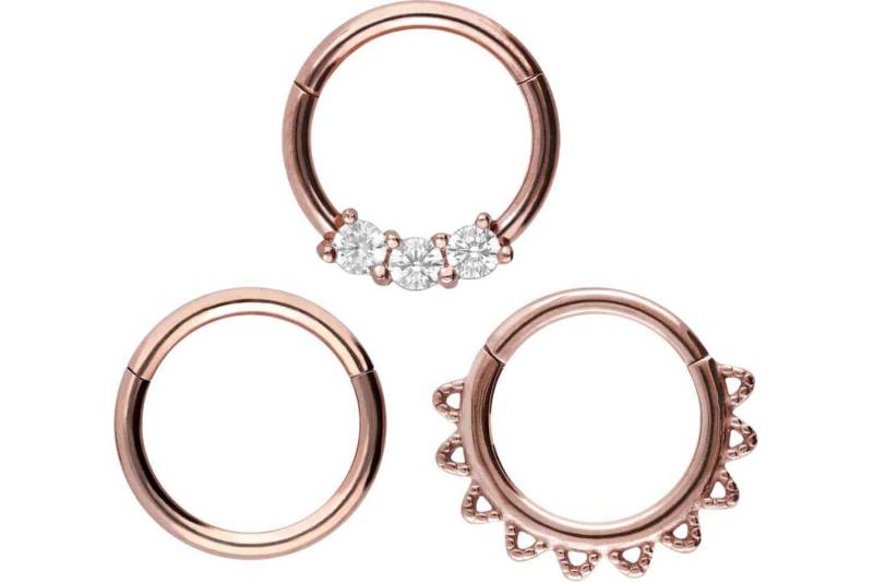 PIERCINGLINE Piercing-Set SET Chirurgenstahl Segmentring Clicker MIX (Clicker) von PIERCINGLINE