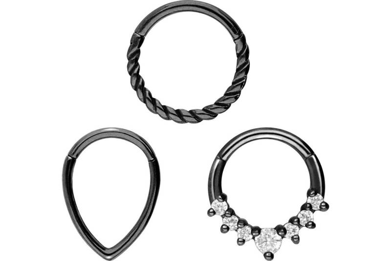 PIERCINGLINE Piercing-Set SET Chirurgenstahl Segmentring Clicker MIX (Clicker) von PIERCINGLINE