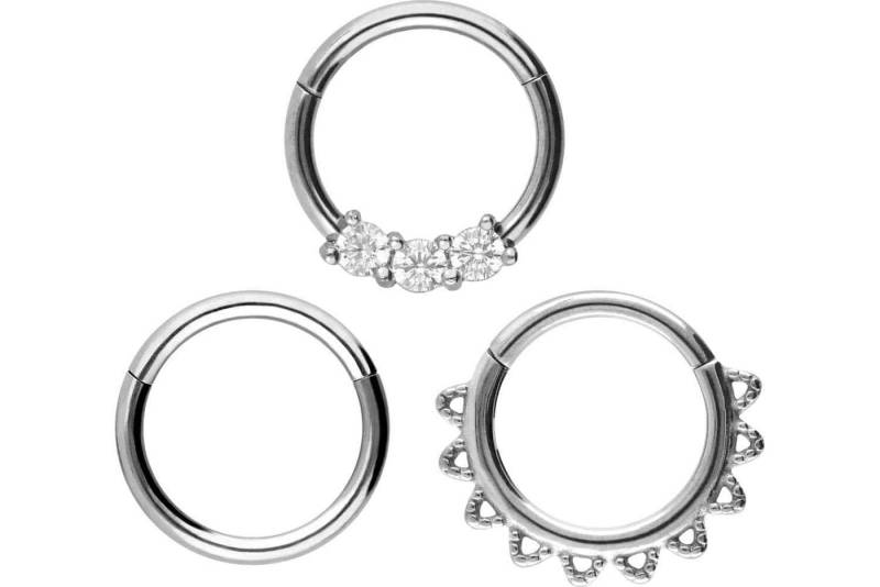 PIERCINGLINE Piercing-Set SET Chirurgenstahl Segmentring Clicker MIX (Clicker) von PIERCINGLINE