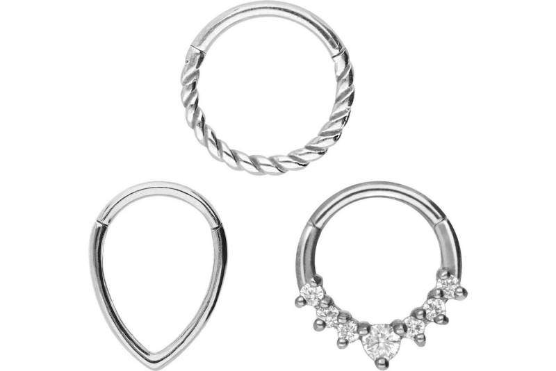 PIERCINGLINE Piercing-Set SET Chirurgenstahl Segmentring Clicker MIX (Clicker) von PIERCINGLINE