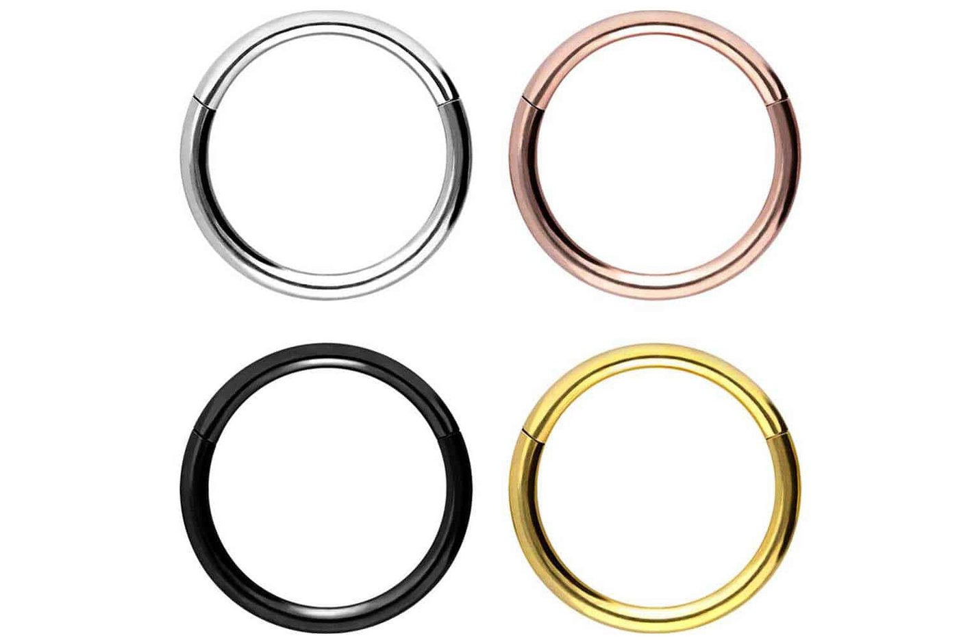 PIERCINGLINE Nasenpiercing SET Titan Segmentring Clicker Ohrpiercing Septum Nase (Clicker, 4erSET), Ohrpiercing für Conch, Helix, Tragus, Daith, Lobe von PIERCINGLINE