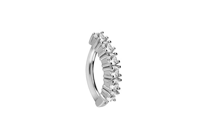 PIERCINGLINE Piercing-Set Titan Bauchnabelclicker BOGEN + 6 EINGEFASSTE KRISTALLE (Clicker / 1 Stk) von PIERCINGLINE