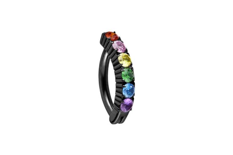 PIERCINGLINE Piercing-Set Titan Bauchnabelclicker BOGEN + EINGEFASSTE BUNTE KRISTALLE (Clicker / 1 Stk) von PIERCINGLINE