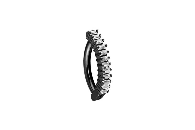 PIERCINGLINE Piercing-Set Titan Bauchnabelclicker BOGEN + EINGEFASSTE KRISTALLRECHTECKE (Clicker / 1 Stk) von PIERCINGLINE