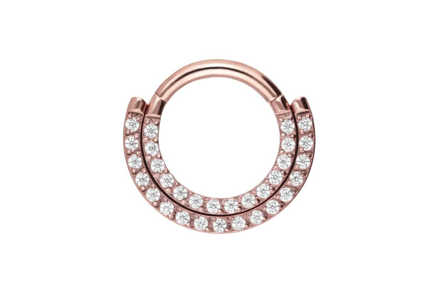 PIERCINGLINE Piercing-Set Titan Segmentring Clicker 2 KRISTALLREIHEN (Clicker / 1 Stk) von PIERCINGLINE