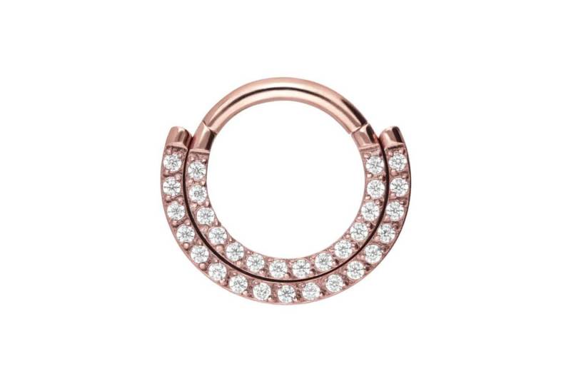 PIERCINGLINE Piercing-Set Titan Segmentring Clicker 2 KRISTALLREIHEN (Clicker / 1 Stk) von PIERCINGLINE