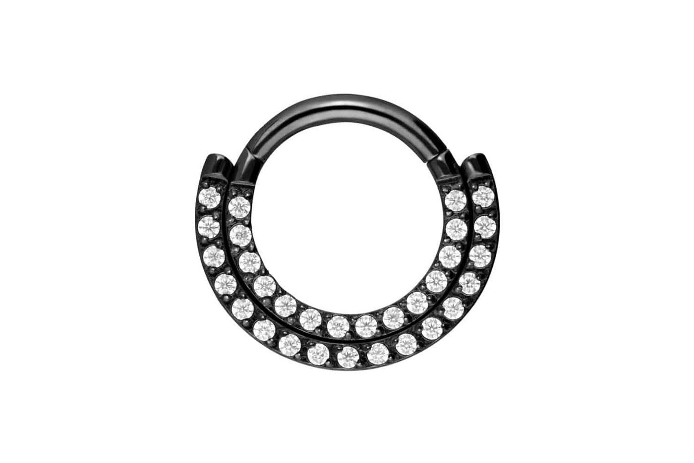 PIERCINGLINE Piercing-Set Titan Segmentring Clicker 2 KRISTALLREIHEN (Clicker / 1 Stk) von PIERCINGLINE