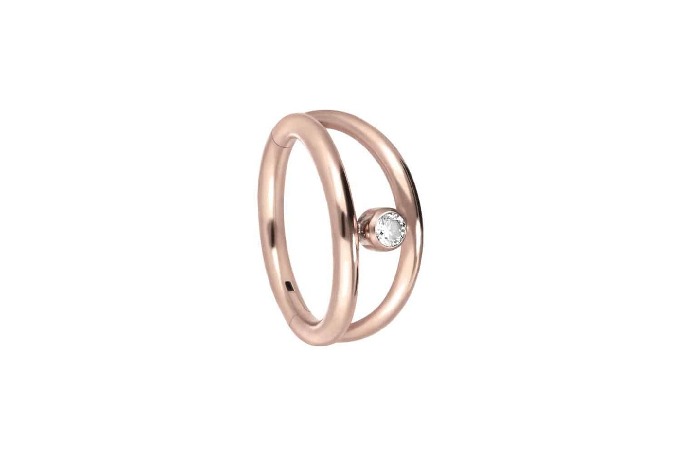 PIERCINGLINE Piercing-Set Titan Segmentring Clicker 2 RINGE + KRISTALL (Clicker / 1 Stk) von PIERCINGLINE