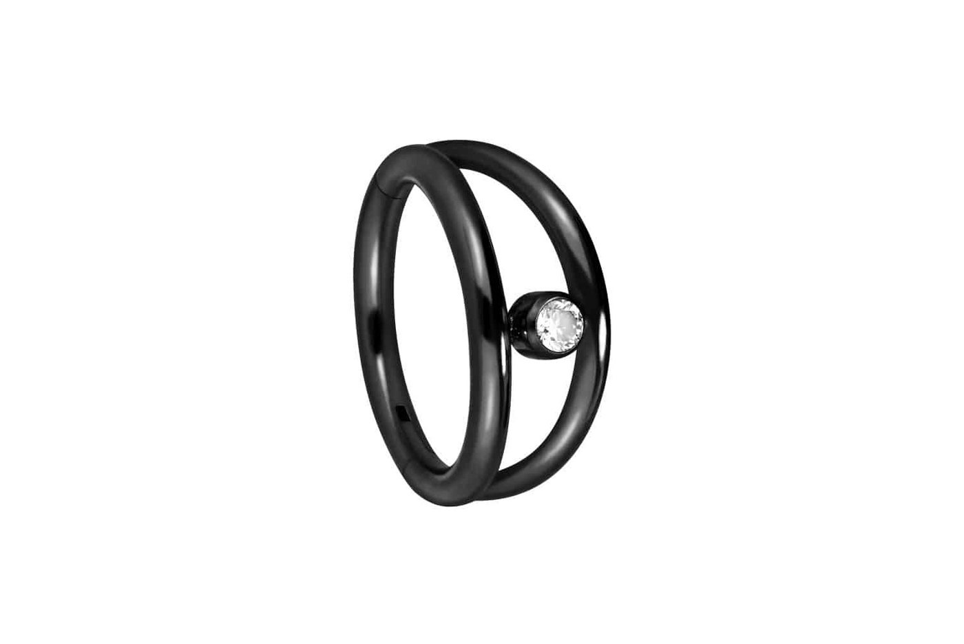 PIERCINGLINE Piercing-Set Titan Segmentring Clicker 2 RINGE + KRISTALL (Clicker / 1 Stk) von PIERCINGLINE