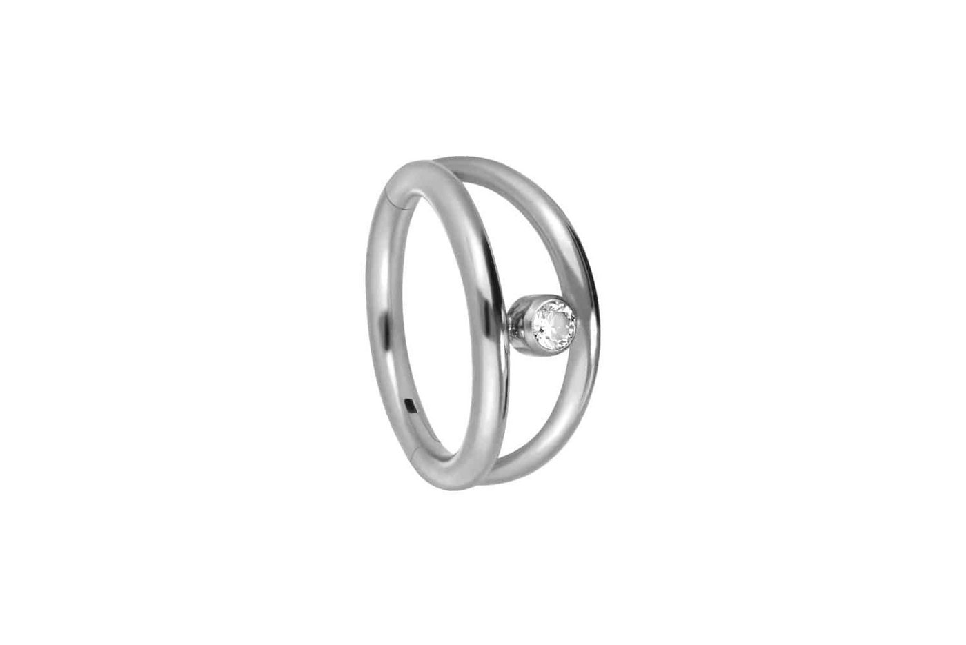 PIERCINGLINE Piercing-Set Titan Segmentring Clicker 2 RINGE + KRISTALL (Clicker / 1 Stk) von PIERCINGLINE