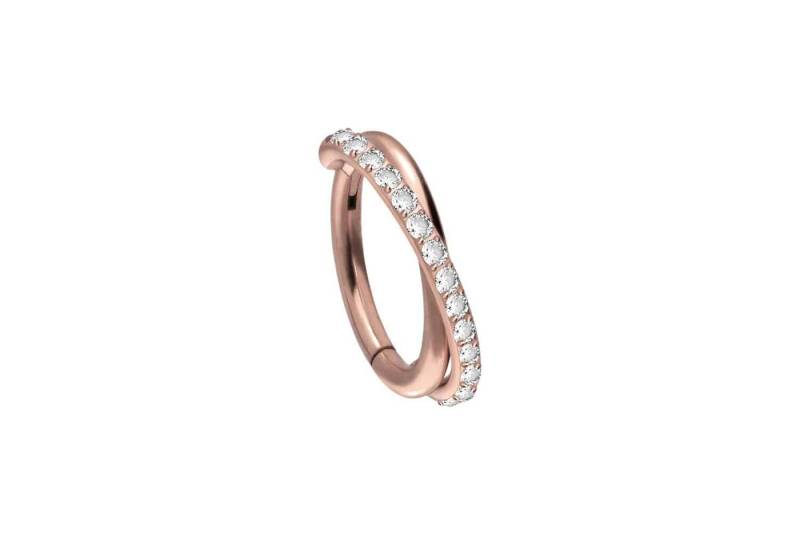 PIERCINGLINE Piercing-Set Titan Segmentring Clicker 2 RINGE ÜBERKREUZT + EINGEFASSTE KRISTALLE (Clicker / 1 Stk) von PIERCINGLINE