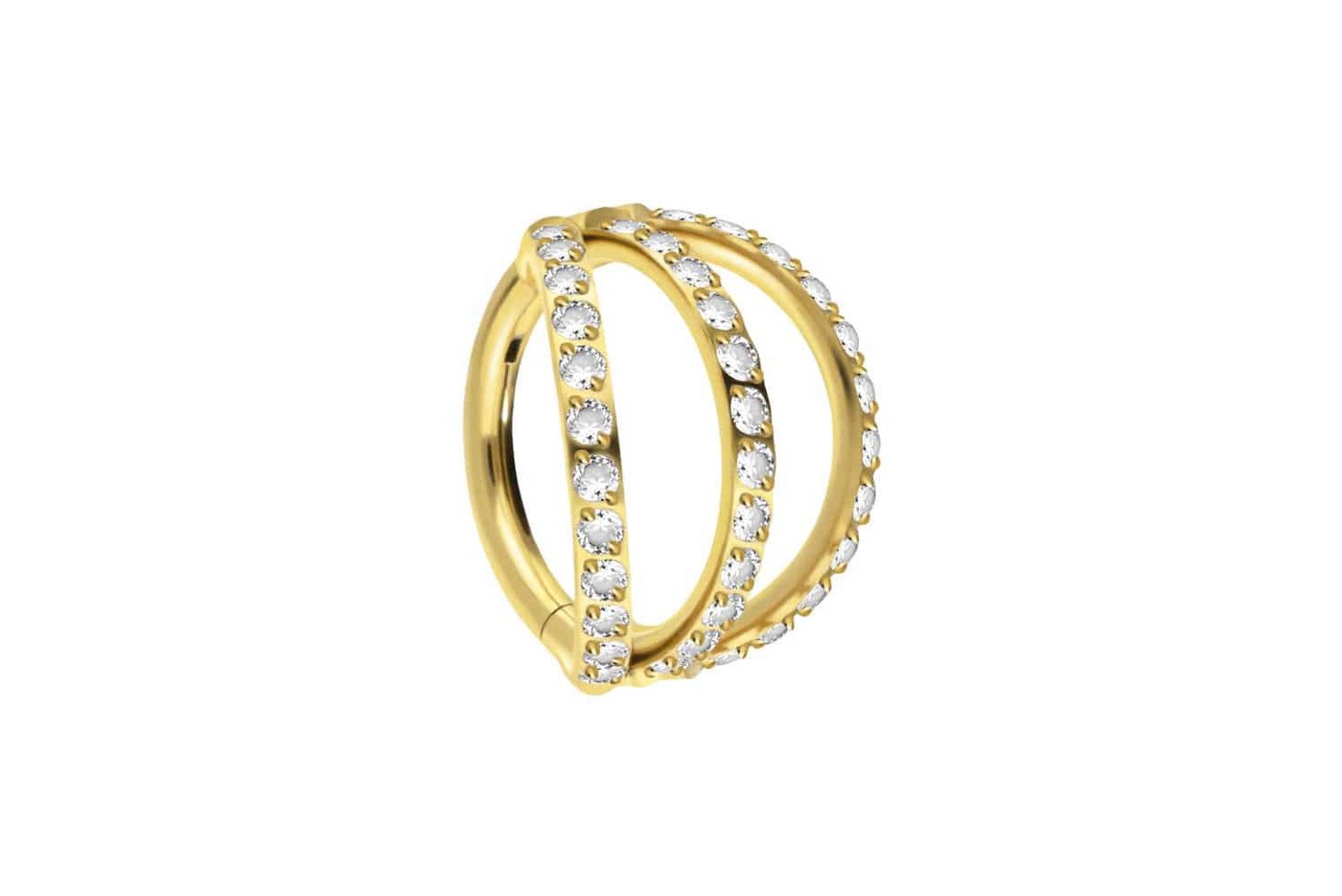 PIERCINGLINE Piercing-Set Titan Segmentring Clicker 3 RINGE + EINGEFASSTE KRISTALLE (Clicker / 1 Stk) von PIERCINGLINE