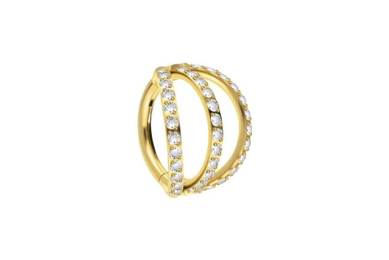 PIERCINGLINE Piercing-Set Titan Segmentring Clicker 3 RINGE + EINGEFASSTE KRISTALLE (Clicker / 1 Stk) von PIERCINGLINE