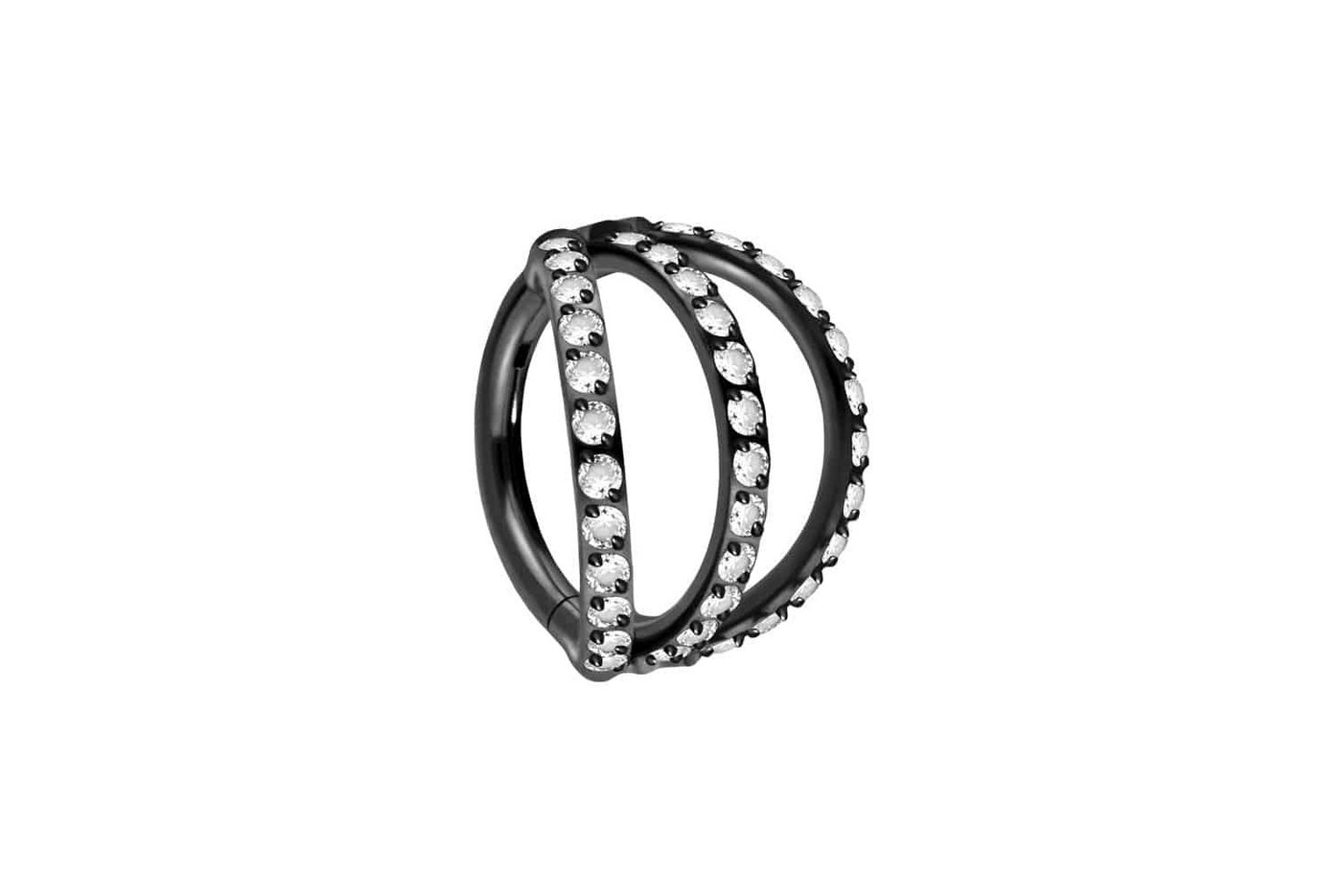 PIERCINGLINE Piercing-Set Titan Segmentring Clicker 3 RINGE + EINGEFASSTE KRISTALLE (Clicker / 1 Stk) von PIERCINGLINE