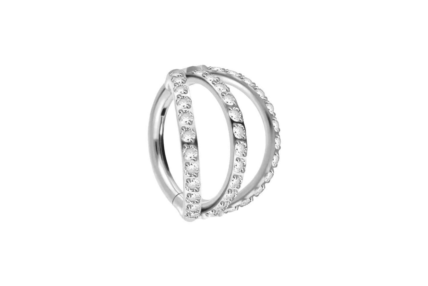 PIERCINGLINE Piercing-Set Titan Segmentring Clicker 3 RINGE + EINGEFASSTE KRISTALLE (Clicker / 1 Stk) von PIERCINGLINE