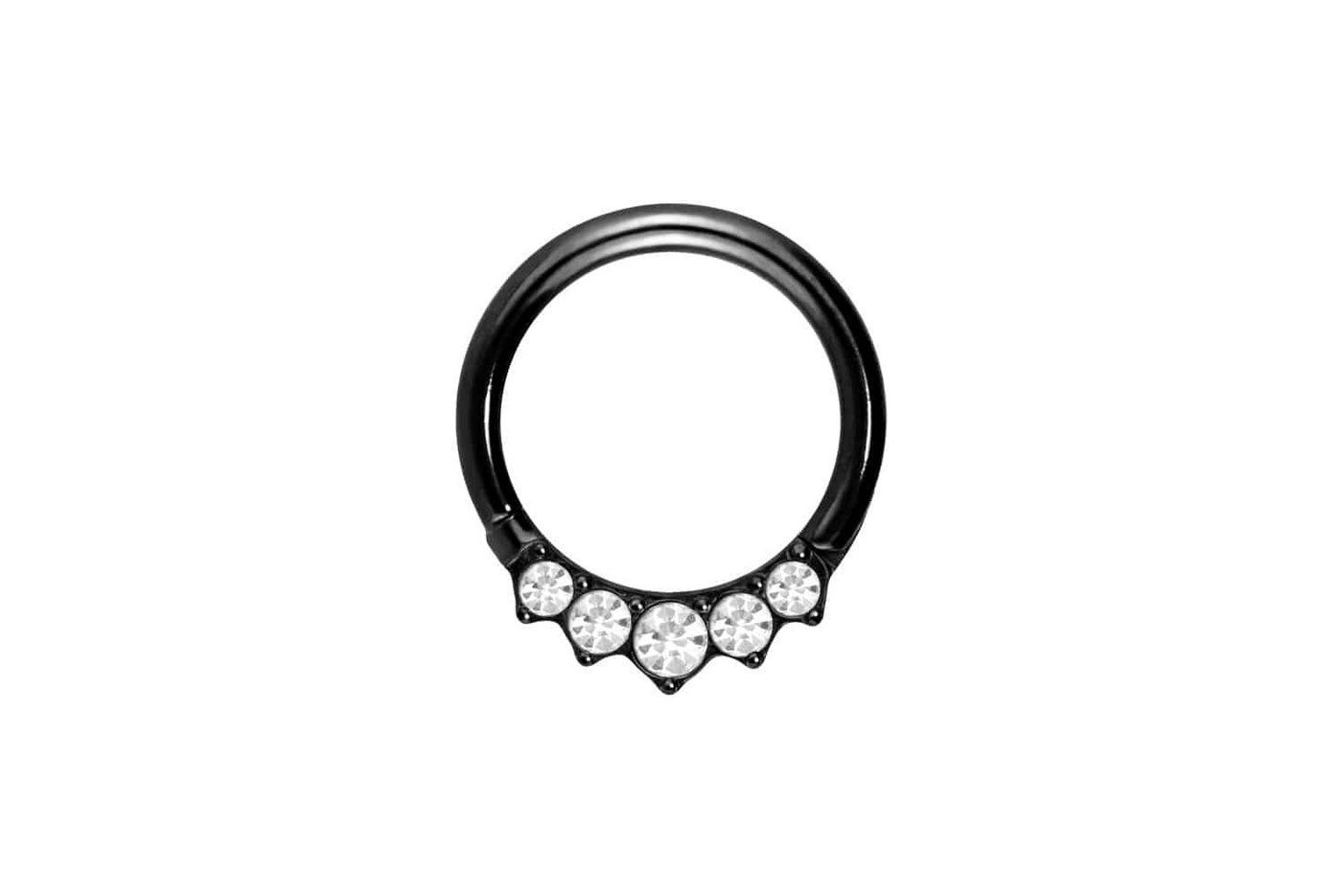 PIERCINGLINE Piercing-Set Titan Segmentring Clicker 5 EINGEFASSTE KRISTALLE (Clicker / 1 Stk) von PIERCINGLINE
