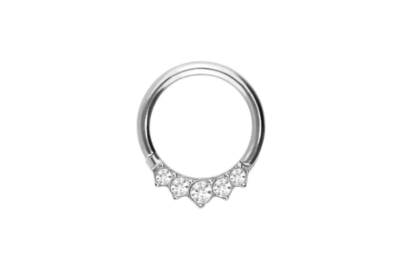 PIERCINGLINE Piercing-Set Titan Segmentring Clicker 5 EINGEFASSTE KRISTALLE (Clicker / 1 Stk) von PIERCINGLINE