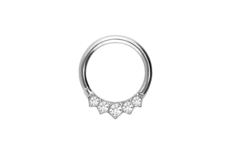 PIERCINGLINE Piercing-Set Titan Segmentring Clicker 5 EINGEFASSTE KRISTALLE (Clicker / 1 Stk) von PIERCINGLINE