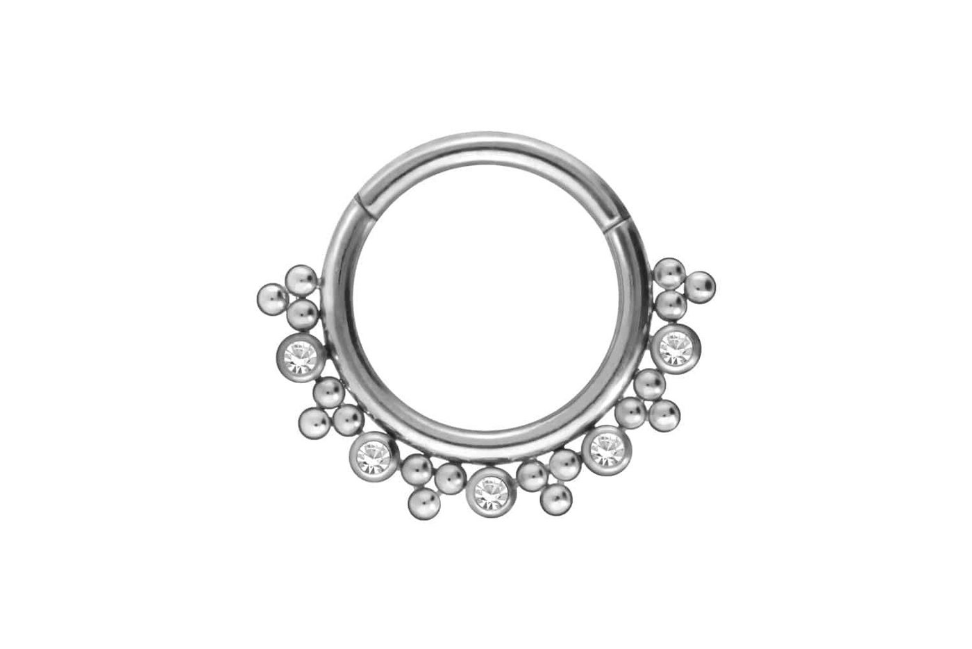 PIERCINGLINE Nasenpiercing Titan Segmentring Clicker 5 KRISTALLE + 18 KUGELN Ohrpiercing Septum (Clicker, 1-tlg), Ohrpiercing für Conch, Helix, Tragus, Daith, Lobe von PIERCINGLINE