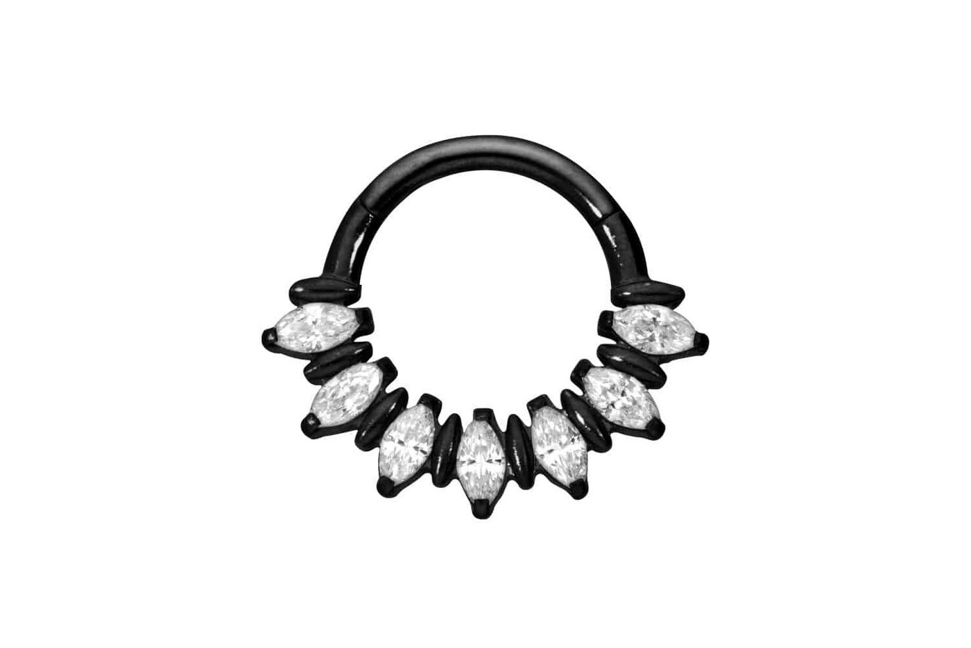 PIERCINGLINE Piercing-Set Titan Segmentring Clicker 7 EINGEFASSTE KRISTALLTROPFEN (Clicker / 1 Stk) von PIERCINGLINE