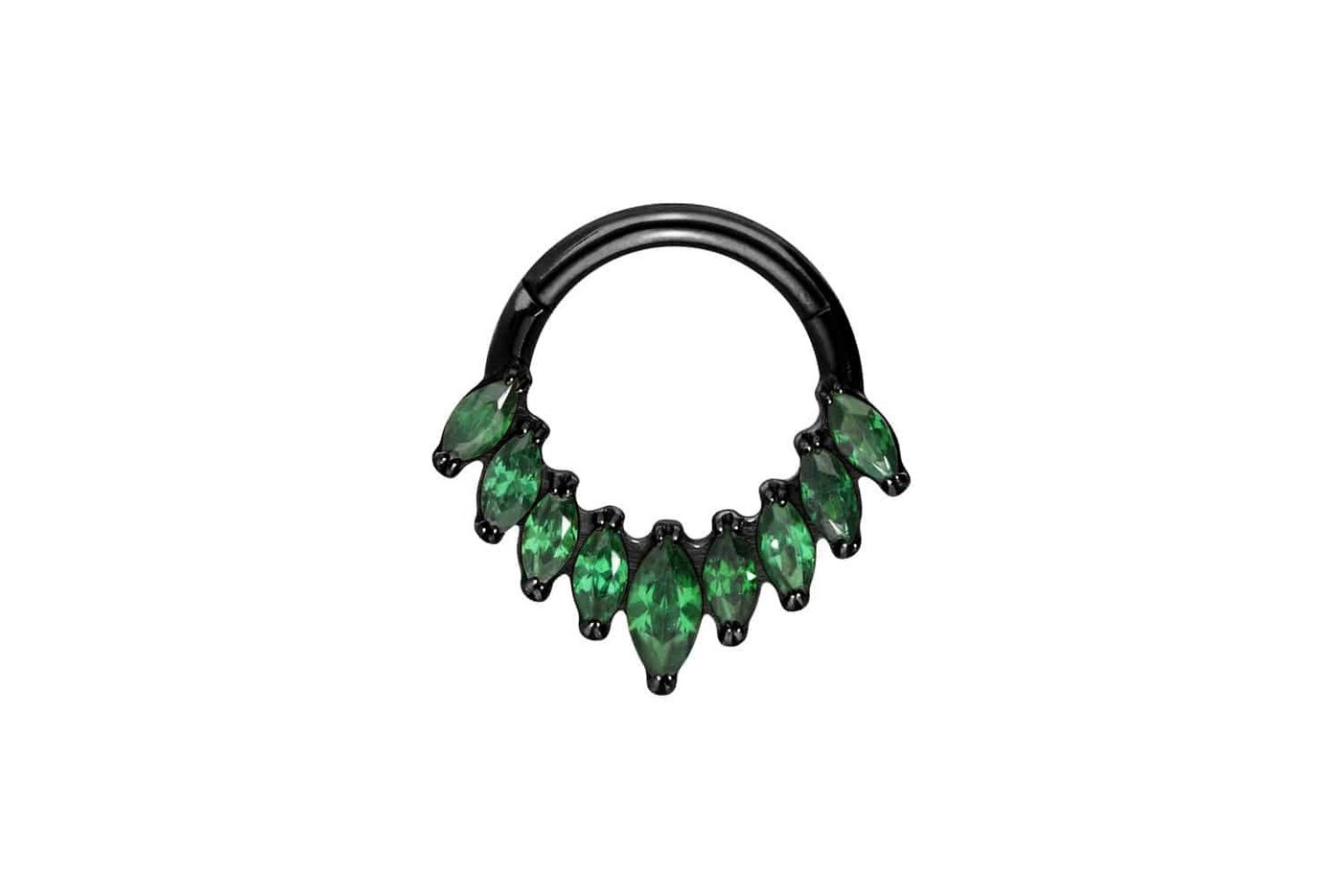 PIERCINGLINE Nasenpiercing Titan Segmentring Clicker 9 EINGEFASSTE KRISTALLE (Clicker / 1 Stk) von PIERCINGLINE