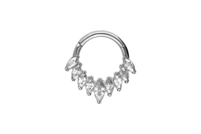 PIERCINGLINE Piercing-Set Titan Segmentring Clicker 9 EINGEFASSTE KRISTALLE (Clicker / 1 Stk) von PIERCINGLINE