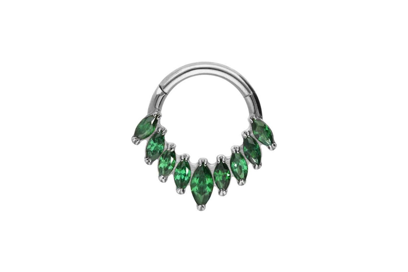 PIERCINGLINE Nasenpiercing Titan Segmentring Clicker 9 EINGEFASSTE KRISTALLE (Clicker / 1 Stk) von PIERCINGLINE