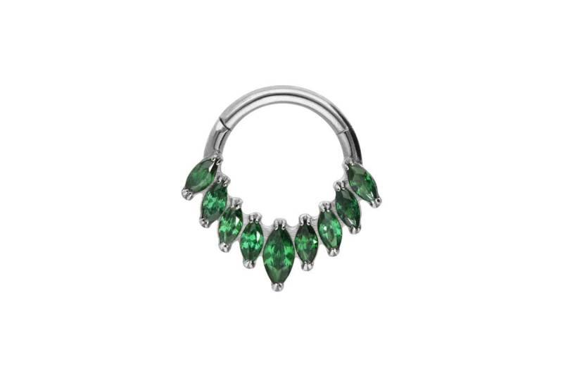 PIERCINGLINE Nasenpiercing Titan Segmentring Clicker 9 EINGEFASSTE KRISTALLE (Clicker / 1 Stk) von PIERCINGLINE