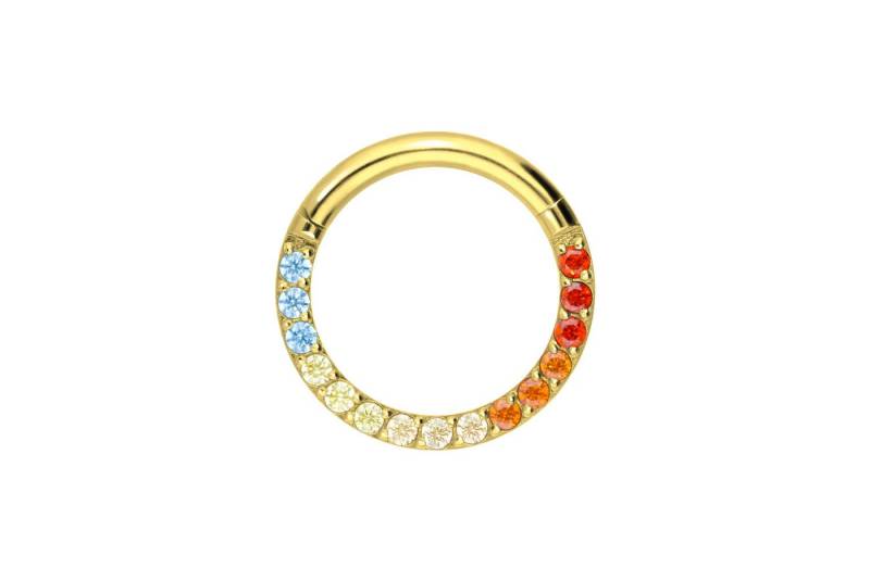 PIERCINGLINE Piercing-Set Titan Segmentring Clicker EINGEFASSTE BUNTE KRISTALLE (Clicker / 1 Stk) von PIERCINGLINE