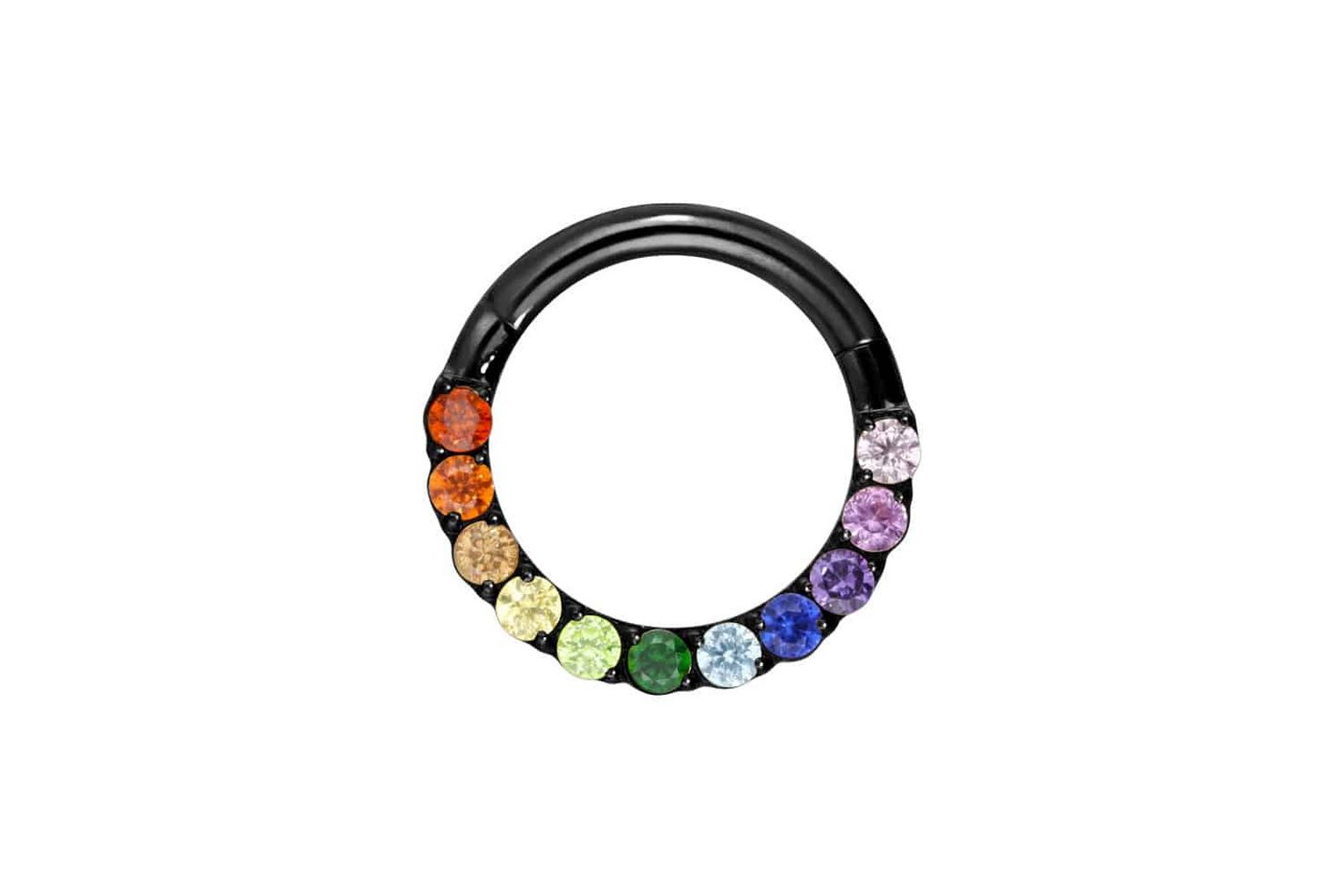 PIERCINGLINE Piercing-Set Titan Segmentring Clicker EINGEFASSTE BUNTE KRISTALLE (Clicker / 1 Stk) von PIERCINGLINE