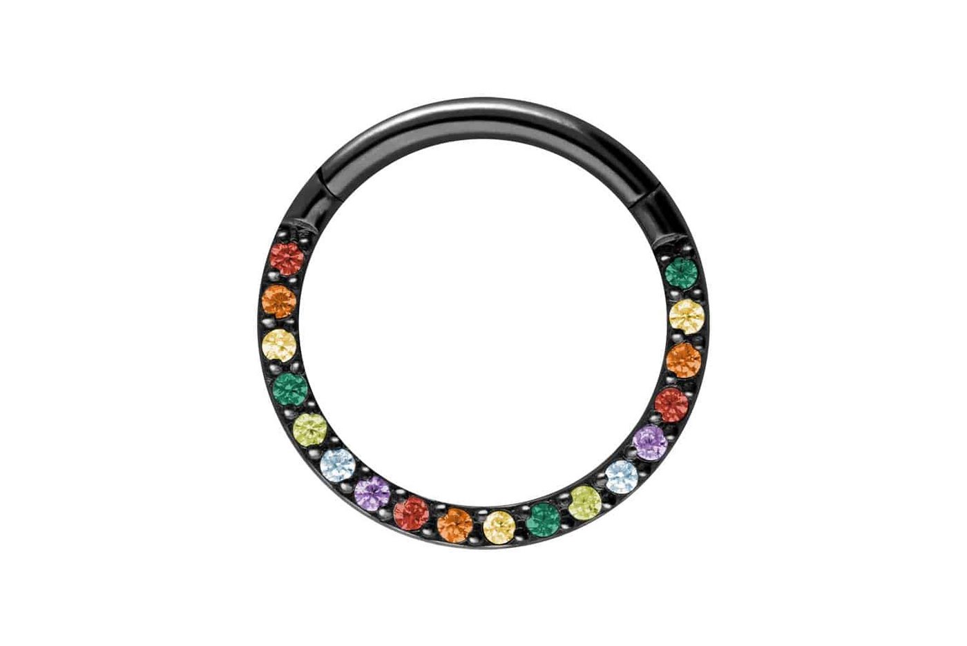 PIERCINGLINE Piercing-Set Titan Segmentring Clicker EINGEFASSTE BUNTE KRISTALLE (Clicker / 1 Stk) von PIERCINGLINE
