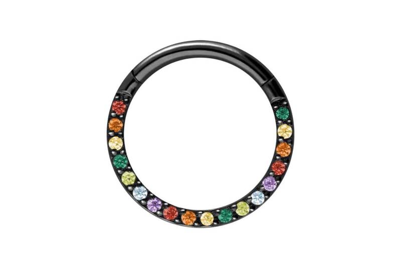 PIERCINGLINE Piercing-Set Titan Segmentring Clicker EINGEFASSTE BUNTE KRISTALLE (Clicker / 1 Stk) von PIERCINGLINE