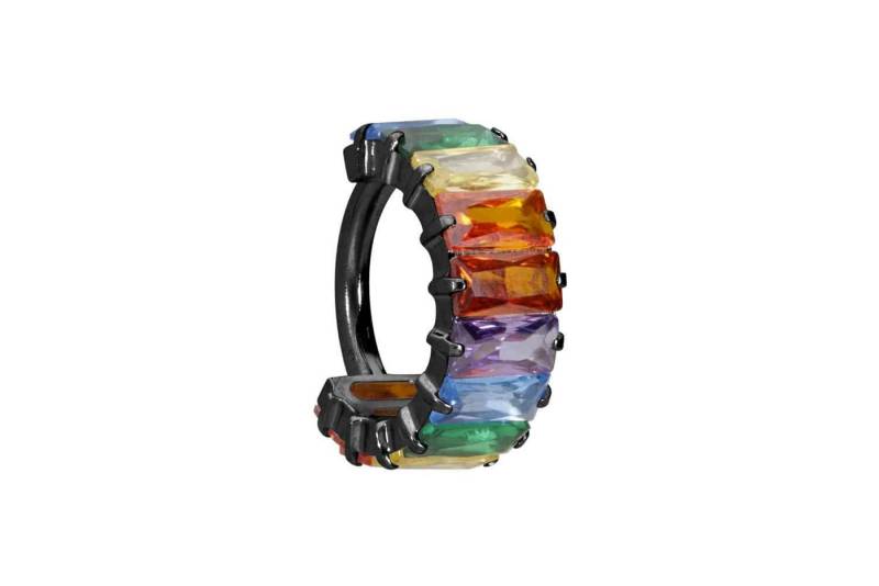 PIERCINGLINE Piercing-Set Titan Segmentring Clicker EINGEFASSTE BUNTE KRISTALLRECHTECKE (Clicker / 1 Stk) von PIERCINGLINE