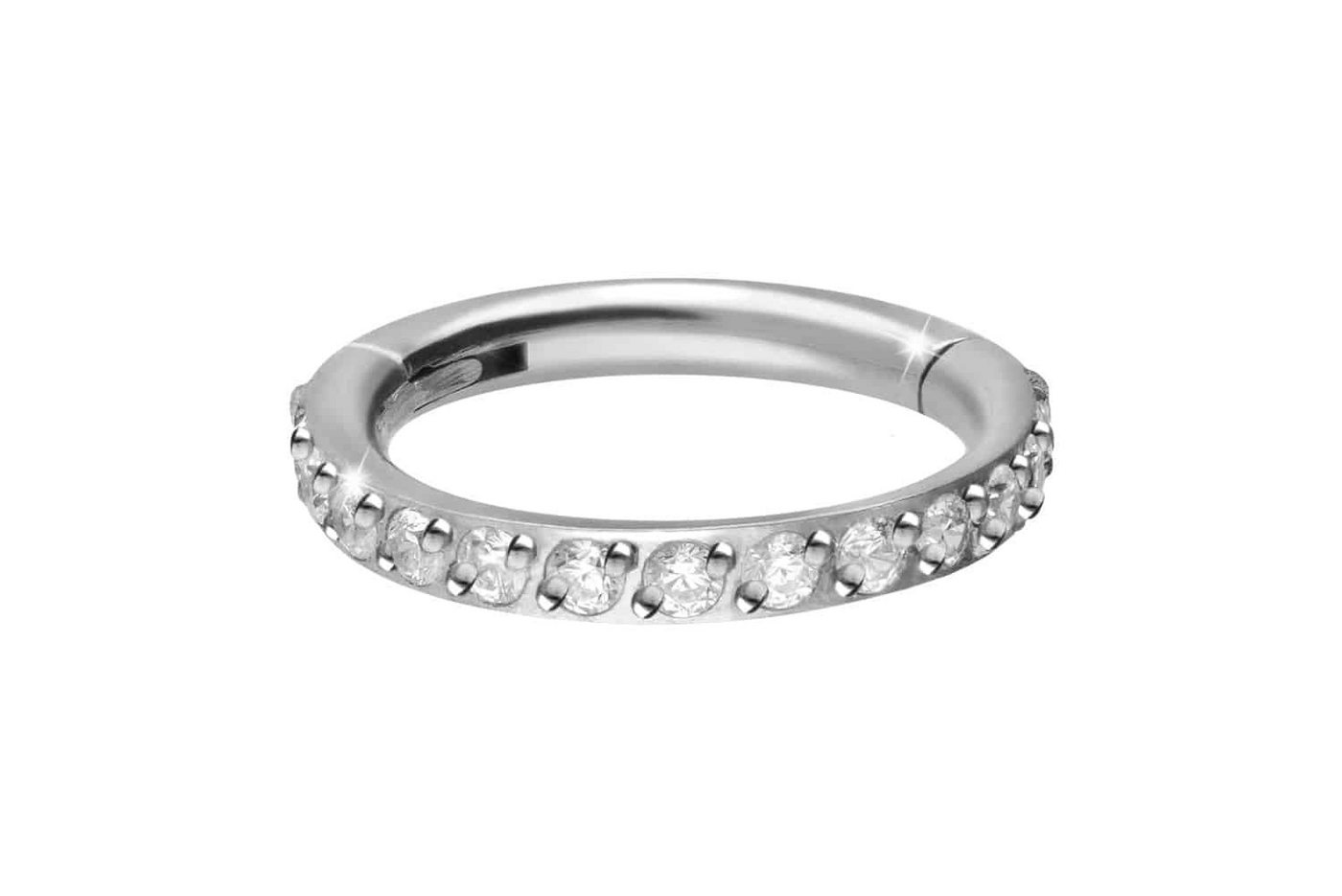 PIERCINGLINE Nasenpiercing Titan Segmentring Clicker EINGEFASSTE KRISTALLE Ohrpiercing Septum (Clicker, 1-tlg), Ohrpiercing für Conch, Helix, Tragus, Daith, Lobe von PIERCINGLINE