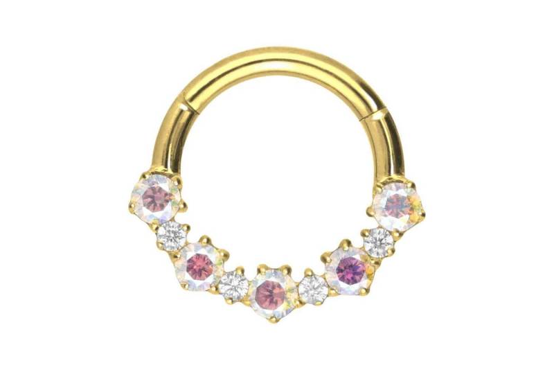 PIERCINGLINE Piercing-Set Titan Segmentring Clicker EINGEFASSTE KRISTALLE (Clicker / 1 Stk) von PIERCINGLINE