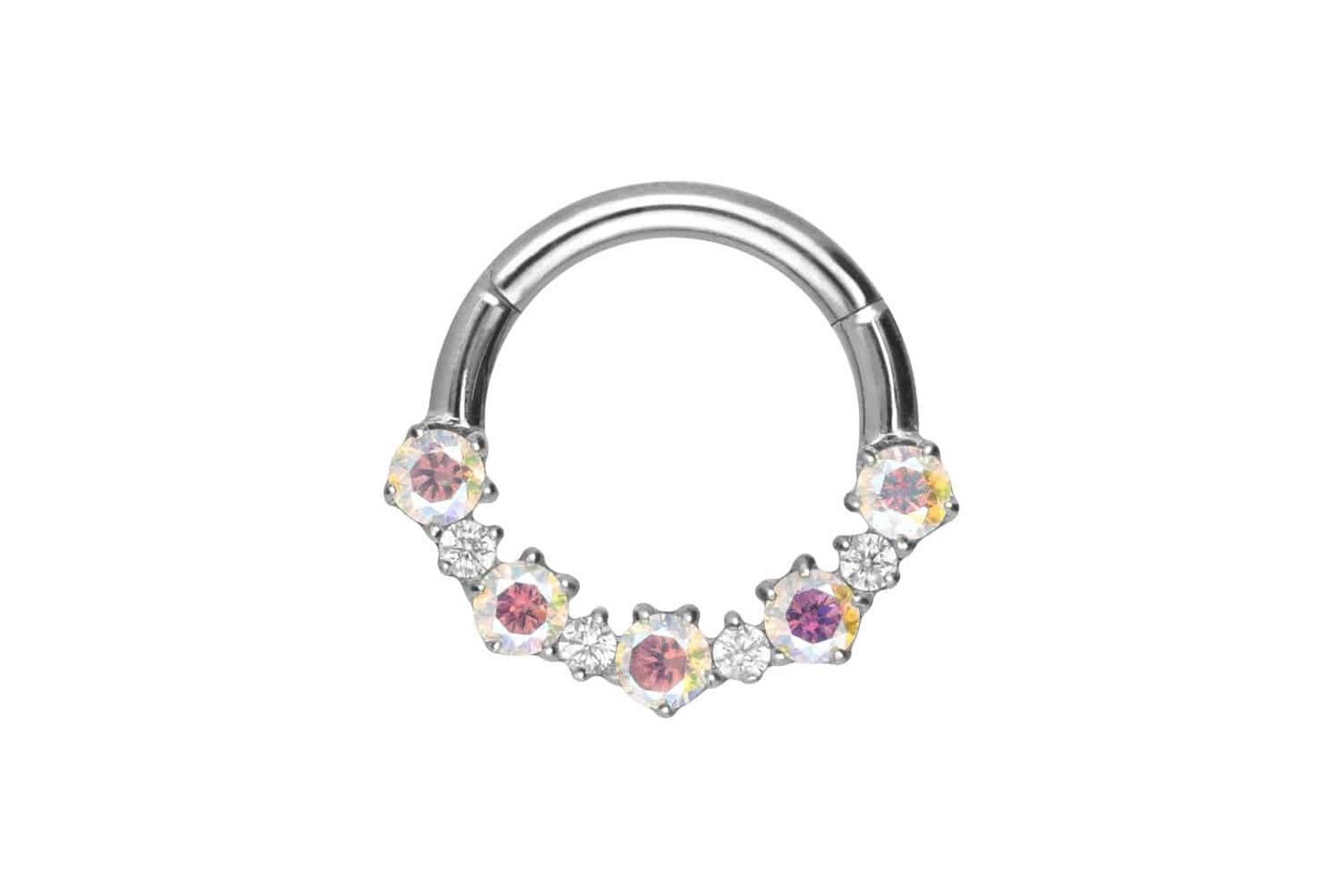 PIERCINGLINE Piercing-Set Titan Segmentring Clicker EINGEFASSTE KRISTALLE (Clicker / 1 Stk) von PIERCINGLINE