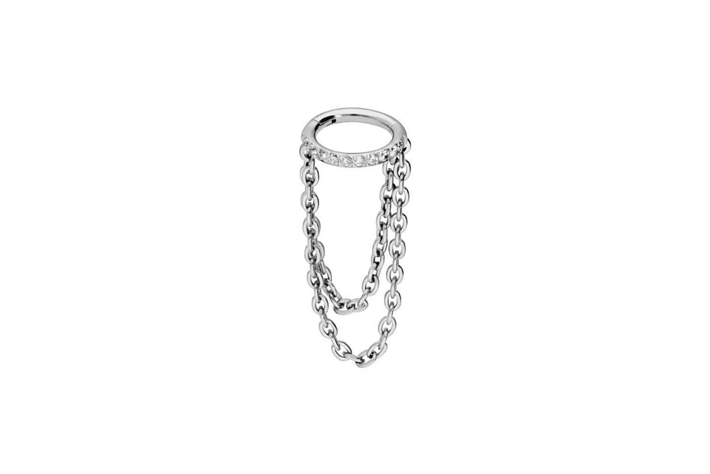PIERCINGLINE Piercing-Set Titan Segmentring Clicker EINGEFASSTE KRISTALLE + 2 KETTEN (Clicker / 1 Stk) von PIERCINGLINE