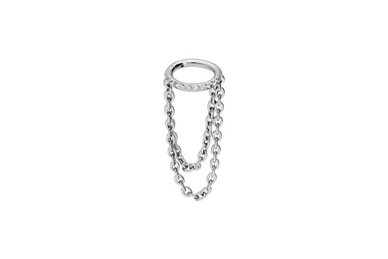 PIERCINGLINE Piercing-Set Titan Segmentring Clicker EINGEFASSTE KRISTALLE + 2 KETTEN (Clicker / 1 Stk) von PIERCINGLINE