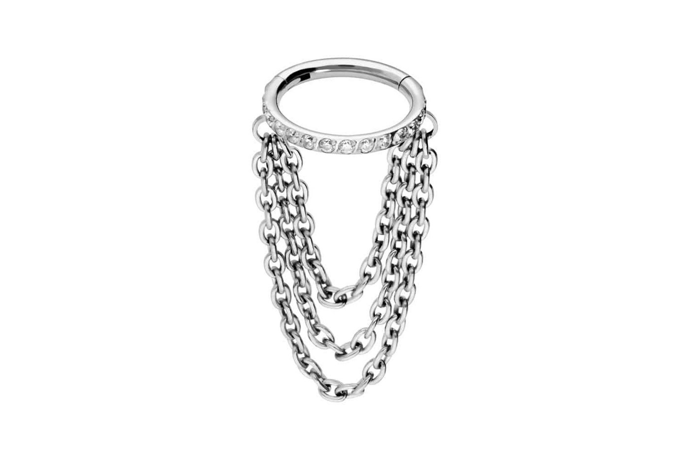 PIERCINGLINE Piercing-Set Titan Segmentring Clicker EINGEFASSTE KRISTALLE + 3 KETTEN (Clicker / 1 Stk) von PIERCINGLINE