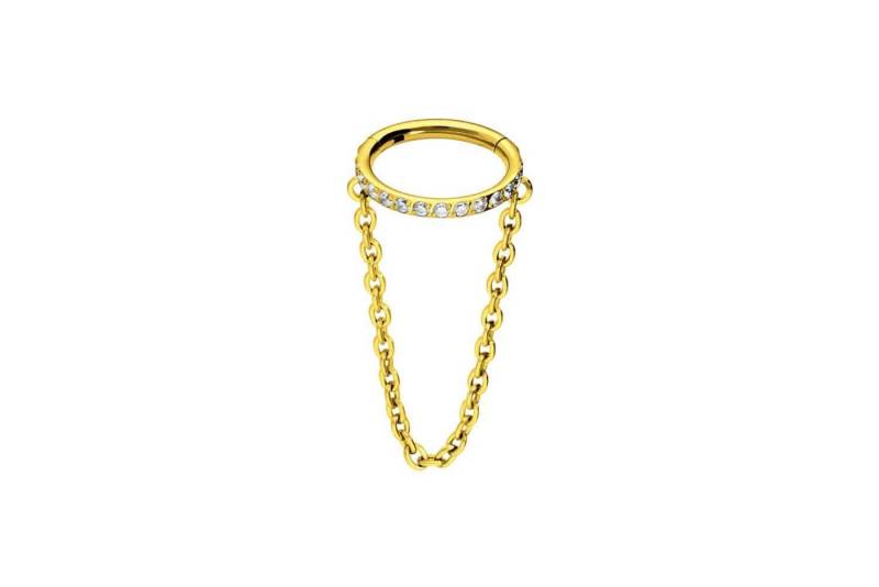 PIERCINGLINE Piercing-Set Titan Segmentring Clicker EINGEFASSTE KRISTALLE + KETTE (Clicker / 1 Stk) von PIERCINGLINE