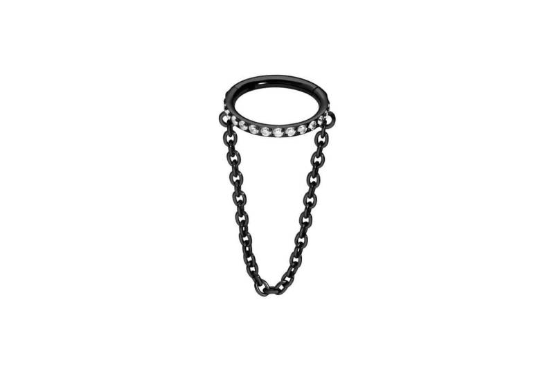 PIERCINGLINE Piercing-Set Titan Segmentring Clicker EINGEFASSTE KRISTALLE + KETTE (Clicker / 1 Stk) von PIERCINGLINE