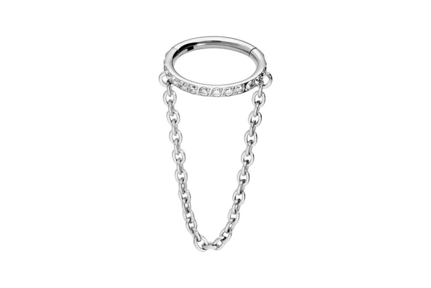PIERCINGLINE Piercing-Set Titan Segmentring Clicker EINGEFASSTE KRISTALLE + KETTE (Clicker / 1 Stk) von PIERCINGLINE