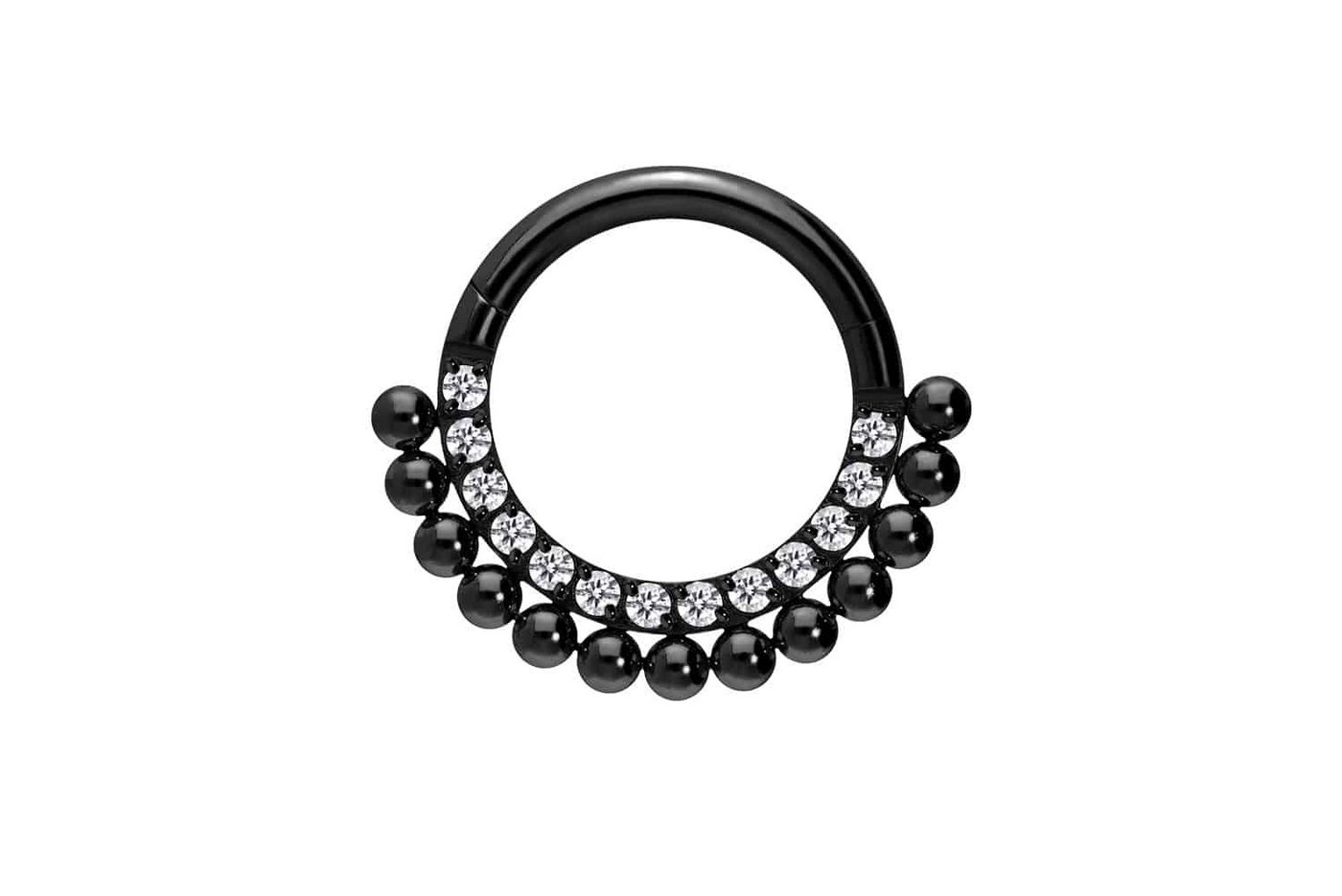 PIERCINGLINE Piercing-Set Titan Segmentring Clicker EINGEFASSTE KRISTALLE + KUGELN (Clicker / 1 Stk) von PIERCINGLINE