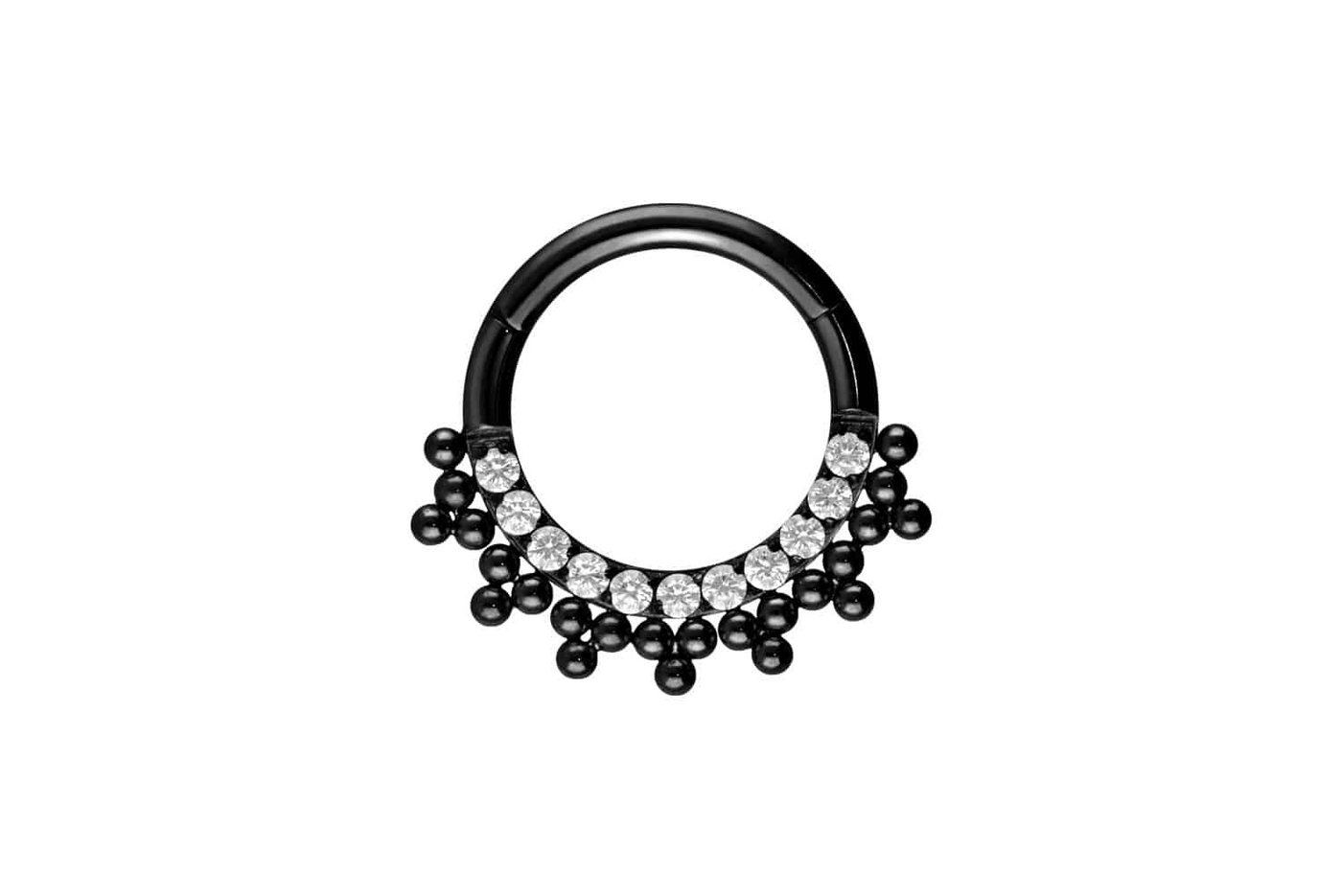 PIERCINGLINE Piercing-Set Titan Segmentring Clicker EINGEFASSTE KRISTALLE + KUGELN (Clicker / 1 Stk) von PIERCINGLINE