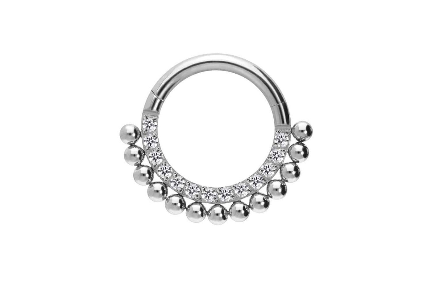 PIERCINGLINE Piercing-Set Titan Segmentring Clicker EINGEFASSTE KRISTALLE + KUGELN (Clicker / 1 Stk) von PIERCINGLINE