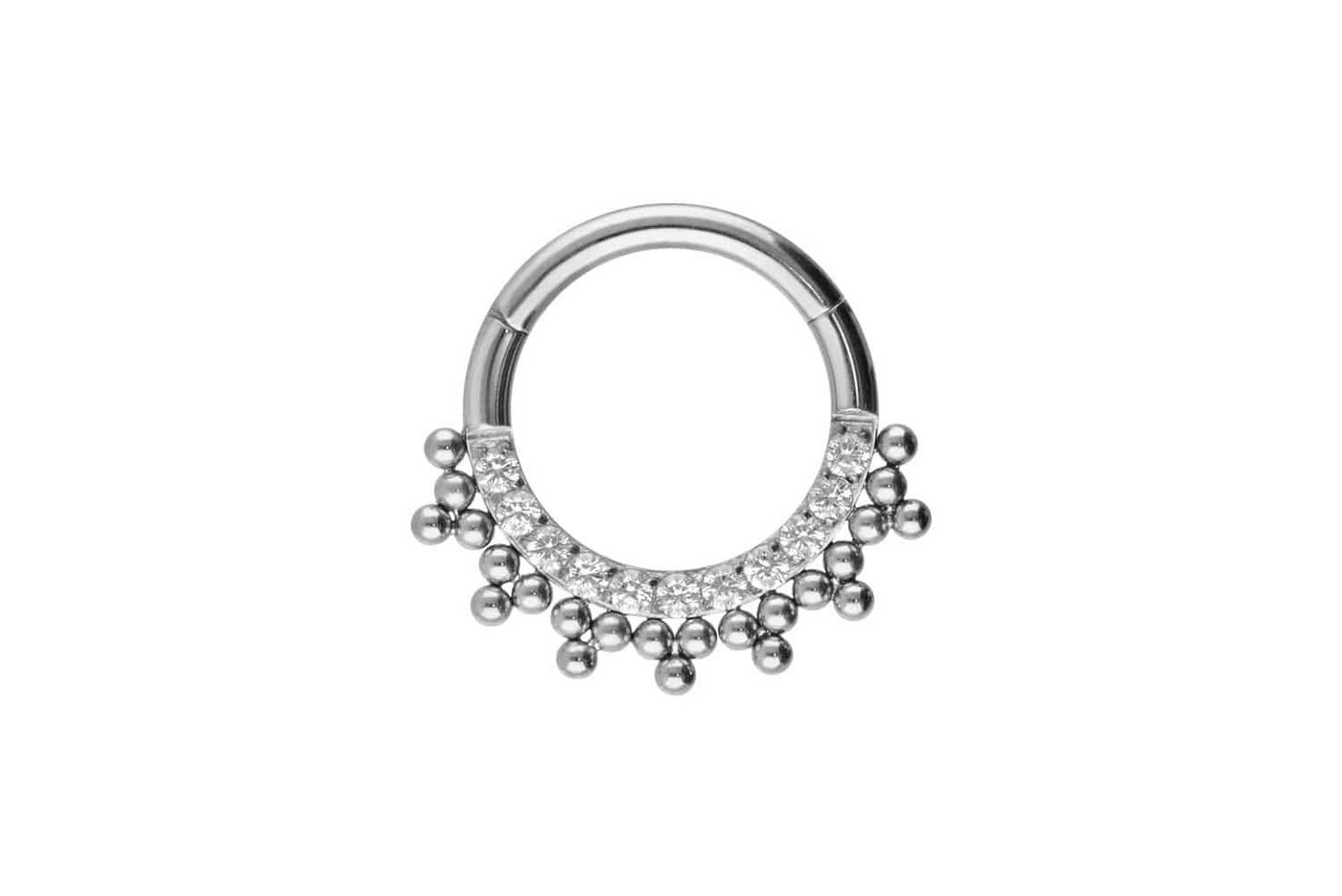 PIERCINGLINE Piercing-Set Titan Segmentring Clicker EINGEFASSTE KRISTALLE + KUGELN (Clicker / 1 Stk) von PIERCINGLINE