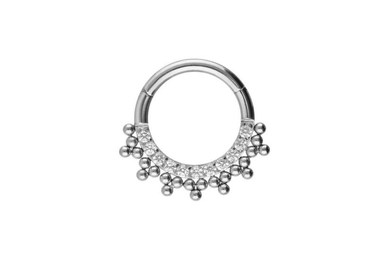 PIERCINGLINE Piercing-Set Titan Segmentring Clicker EINGEFASSTE KRISTALLE + KUGELN (Clicker / 1 Stk) von PIERCINGLINE