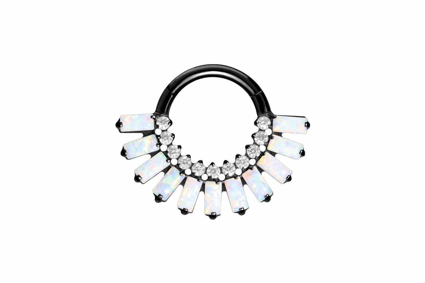 PIERCINGLINE Piercing-Set Titan Segmentring Clicker EINGEFASSTE KRISTALLE + SYNTHETISCHE OPALE (Clicker / 1 Stk) von PIERCINGLINE