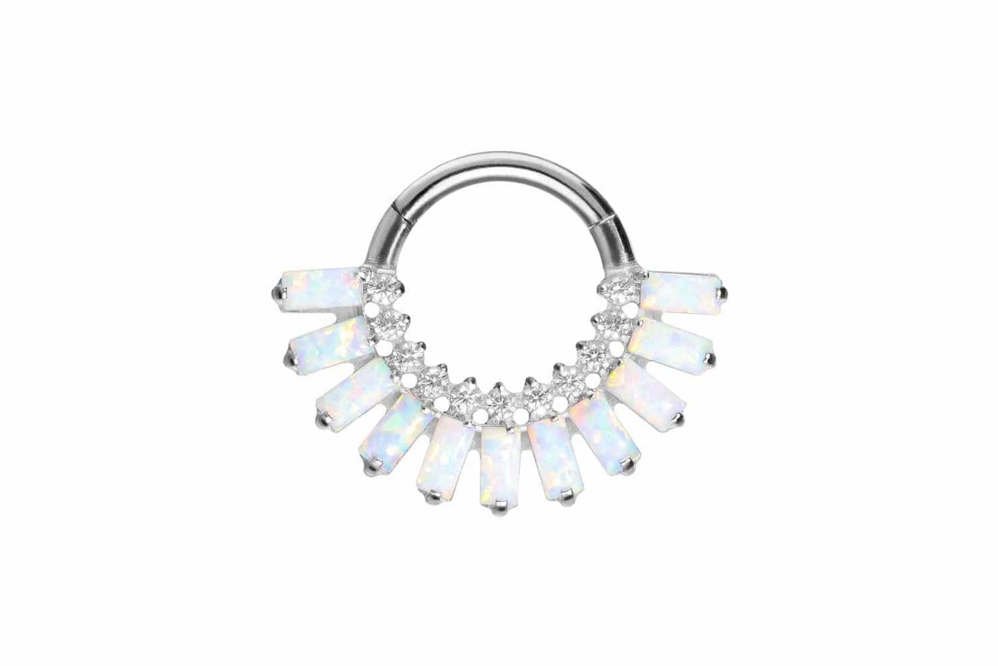 PIERCINGLINE Piercing-Set Titan Segmentring Clicker EINGEFASSTE KRISTALLE + SYNTHETISCHE OPALE (Clicker / 1 Stk) von PIERCINGLINE