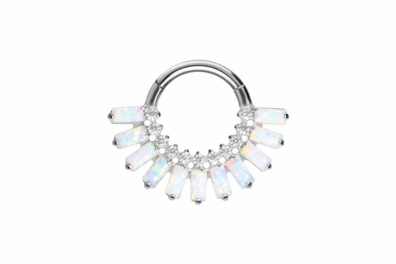 PIERCINGLINE Piercing-Set Titan Segmentring Clicker EINGEFASSTE KRISTALLE + SYNTHETISCHE OPALE (Clicker / 1 Stk) von PIERCINGLINE